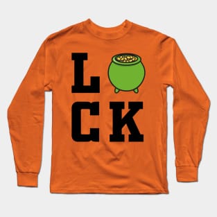 Luck pot of gold black saint patricks day Long Sleeve T-Shirt